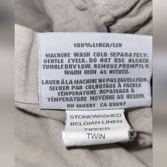 3pc Twin Restoration Hardware Linen  Bed Sheet White Tipping on Sheet/ Pillow - Picture 4 of 5